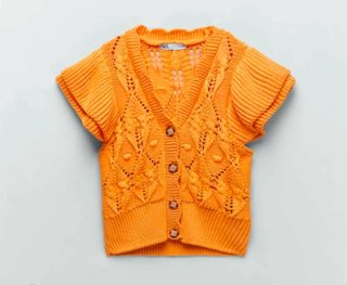 Chaleco punto verano naranja ZARA