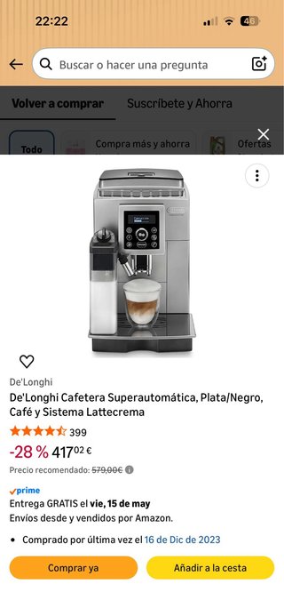 Cafetera DeLonghi Capuchino Superautomática