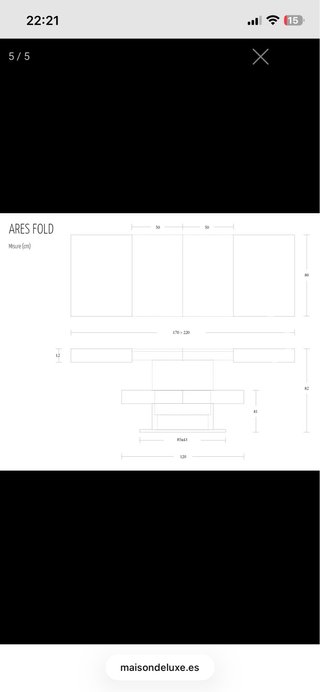 Mesa extensible ARES FOLD B/M01 gris claro