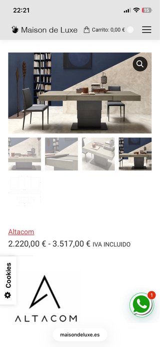 Mesa extensible ARES FOLD B/M01 gris claro