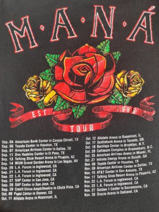 Maná T Shirt Vintage 1986 Rayando el Sol Rock
