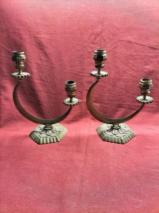 Par Candelabros Latão Lua
