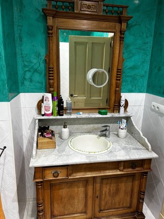 Conjunto Muebles Baño Vintage Madera y Mármol