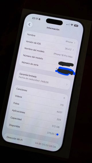 TELEFONO IPHONE 16 PRO MAX 512GB