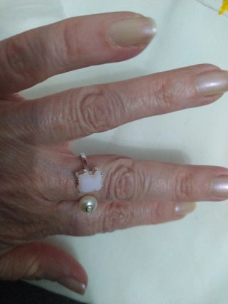 Anillo Tous Oso Rosa y Perla Ajustable