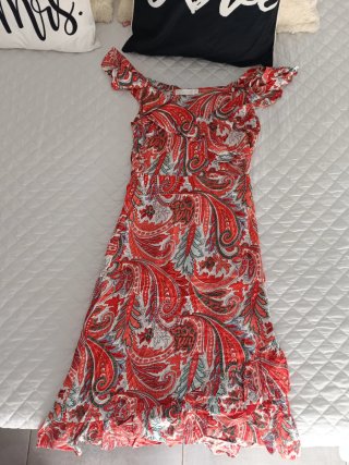 Vestido estampado paisley rojo