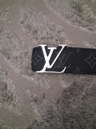 Cintura Louis Vuitton Nera Logo Argento