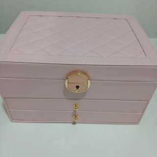 Organizador de joias rosa e bege