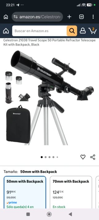 Telescopio Celestron Travel Scope 50.