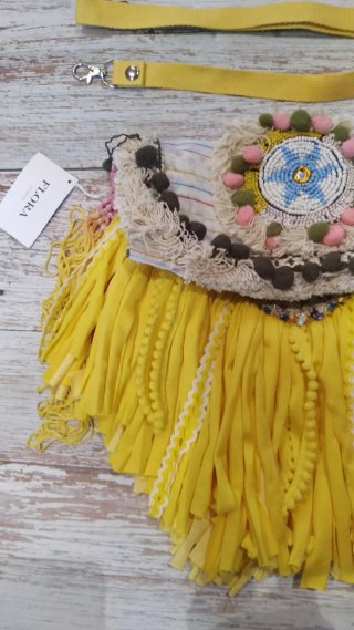 Bolso Boho Hecho a Mano Flora Amarillo