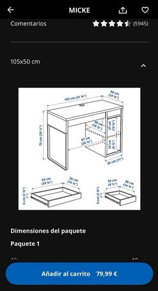 Escritorio Ikea MICKE 105x50cm