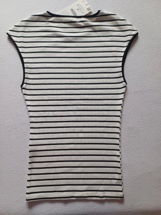 Camiseta Zara Talla S Rayas Blanco y Negro