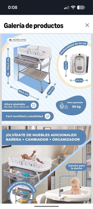 NUEVA Bañera con cambiador Mobiclinic