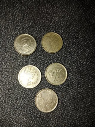 Lote 5 monedas 25 pesetas España conmemorativas