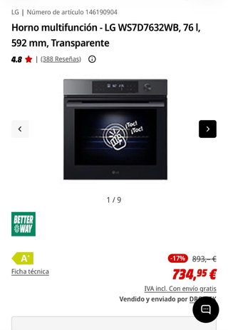 Horno multifunción LG WS7D7632WB