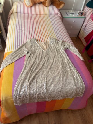 Vestido de fiesta lentejuelas plateadas