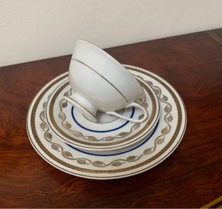 Taza de porcelana Bavaria con doble plato