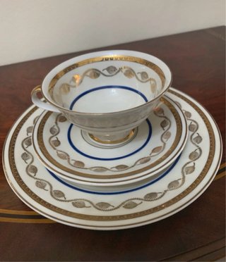 Taza de porcelana Bavaria con doble plato