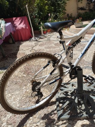 Bicicleta de montaña blanca con cesta