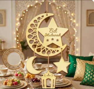 Decoración Eid Mubarak Luna y Estrella