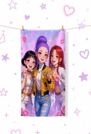 Toalla guerreras KPop Demon Hunters Huntrix lila