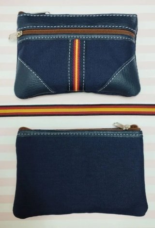 NOVEDAD. MONEDERO LONA Y PIEL BANDERA + REGALO PUL