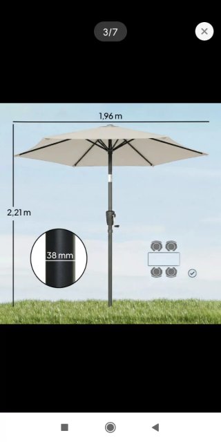 Sombrilla Jardín Inclinable 2x2m Gris claro