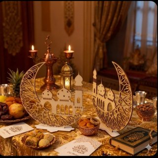 Decoración Mesa Eid Mubarak Madera