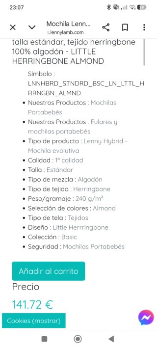 Mochila Fular LennyLamb Ergonómica