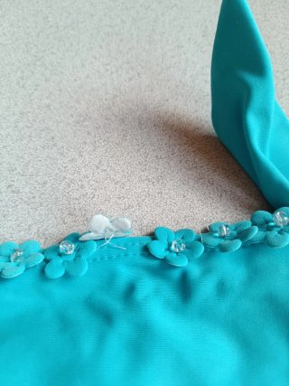 Slip costume turchese con fiori