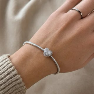 Pulsera Cadena Serpiente Corazón Brillante 19cm