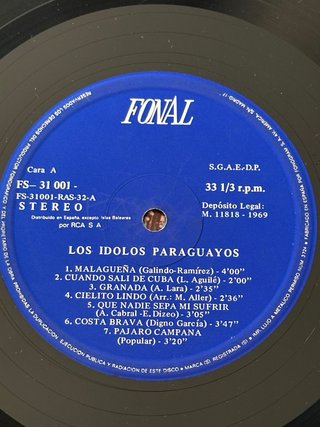 Vinilo Los Ídolos Paraguayos
