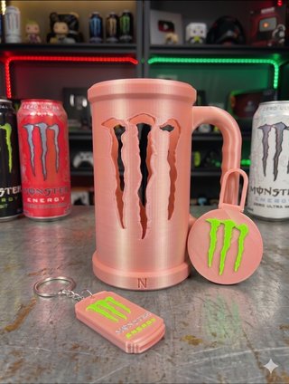 Kit Caneca Monster 3D + Chaveiro Brinde