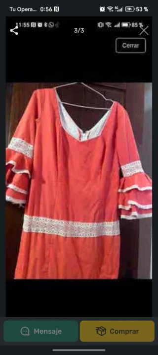 Traje Flamenca Coral con Encajes Beige