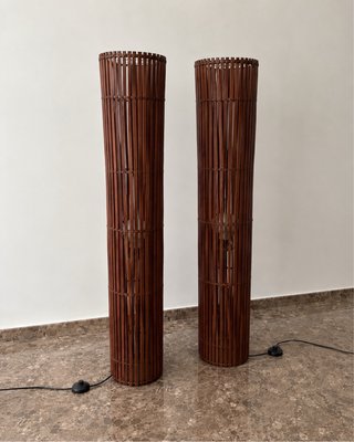 2 Lámparas de Pie Bambú estilo Boho