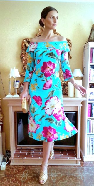 Vestido fiesta floral CARAMELO El Corte Inglés