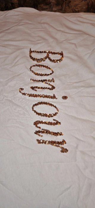 Camiseta blanca lentejuelas doradas Talla XL