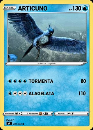 Carta Pokémon Articuno Base 130 HP personalizzata