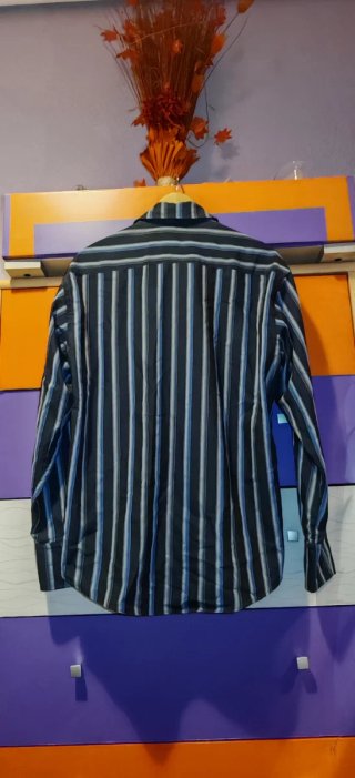 Camisa Rayas Azul y Negra Talla XL
