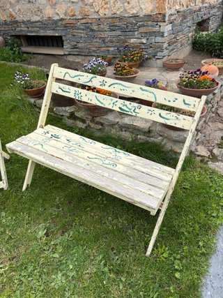 2 Bancos Madera Vintage Pintados