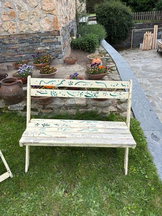 2 Bancos Madera Vintage Pintados