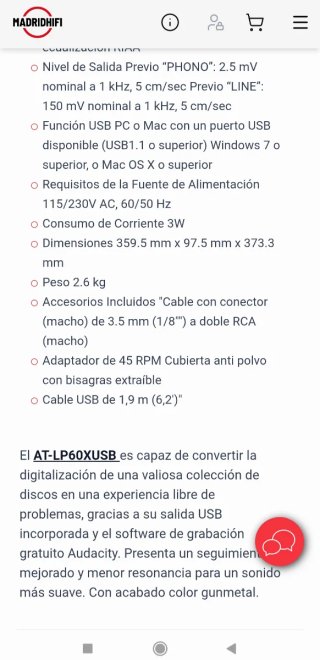 Audio-Technica AT-LP60XUSB 3 AÑOS GARANTÍA