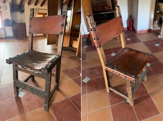 Sillas rusticas artesanal cuero y madera