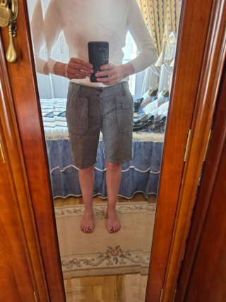 Pantalón corto MNG mujer gris jaspeado talla 40