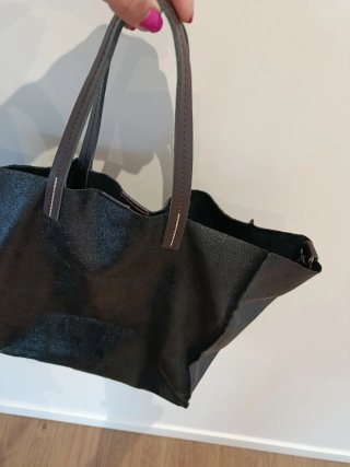 Bolso Negro Piel Metalizada