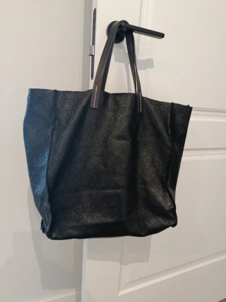 Bolso Negro Piel Metalizada