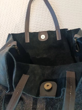 Bolso Negro Piel Metalizada