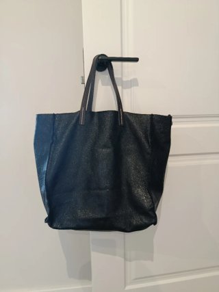 Bolso Negro Piel Metalizada