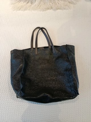 Bolso Negro Piel Metalizada