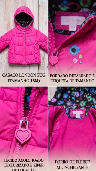 Casaco rosa London Fog 18 meses
